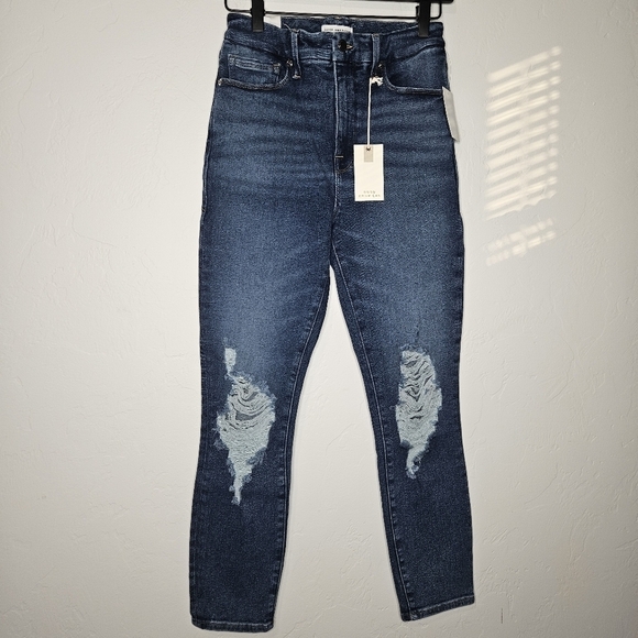 Good American Good Waist Crop Shadow Pocket Jeans NWT​